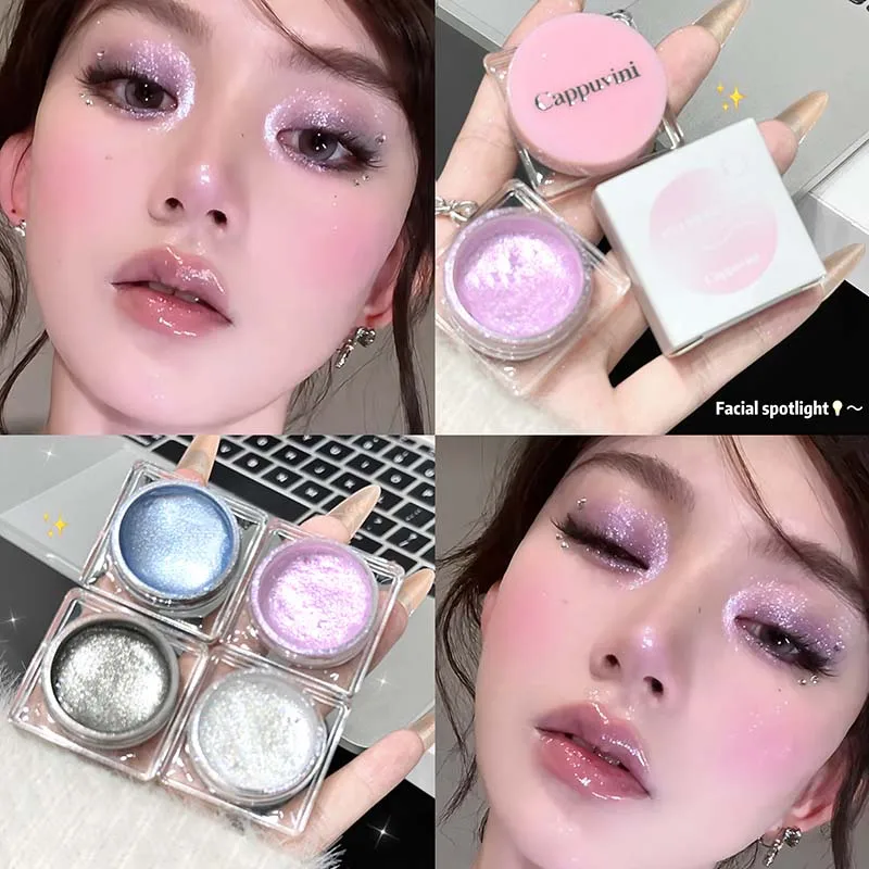 Fard à paupières en Gel liquide, surligneur corporel à paillettes perlées, diamant monochrome scintillant, ver à soie, éclaircissant, paillettes à haute brillance, séchage rapide