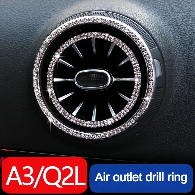 

For Audi A3 S3 Q2 Dashboard Air AC Outlet Vent Cover Diamond Decoration Ring For Audi Q2 2017-2021 / A3 2014-2018 / S3 2014-2018