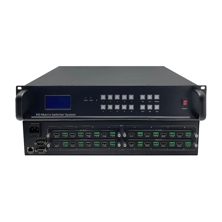 8x8 Hybrid Modular 4K Multi-format Seamless Video Matrix Switcher with HD-BaseT for Control Room & Monitoring