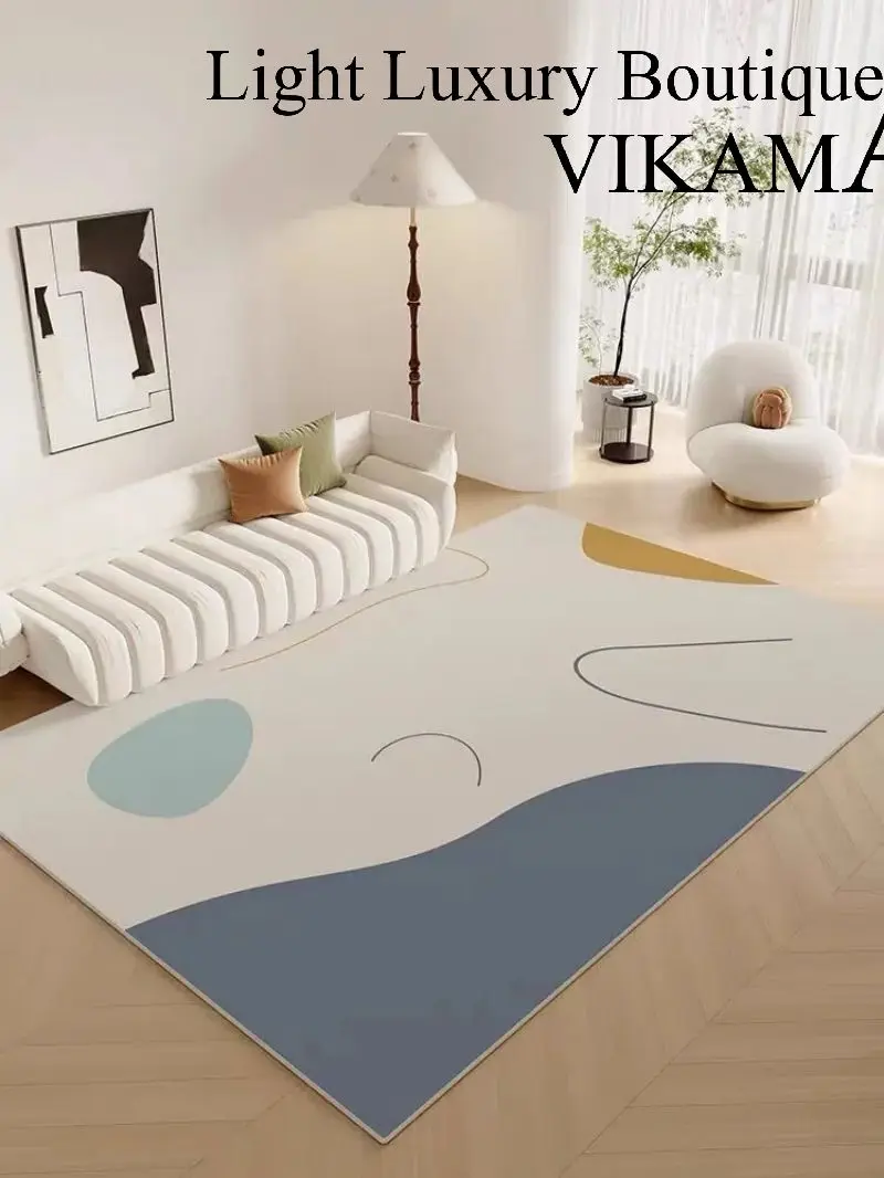 VIKAMA Crystal Pile Simple Geometric Rug Anti-slip and Quick-dry Large Living Room Carpet Sofa Tea Table Pad