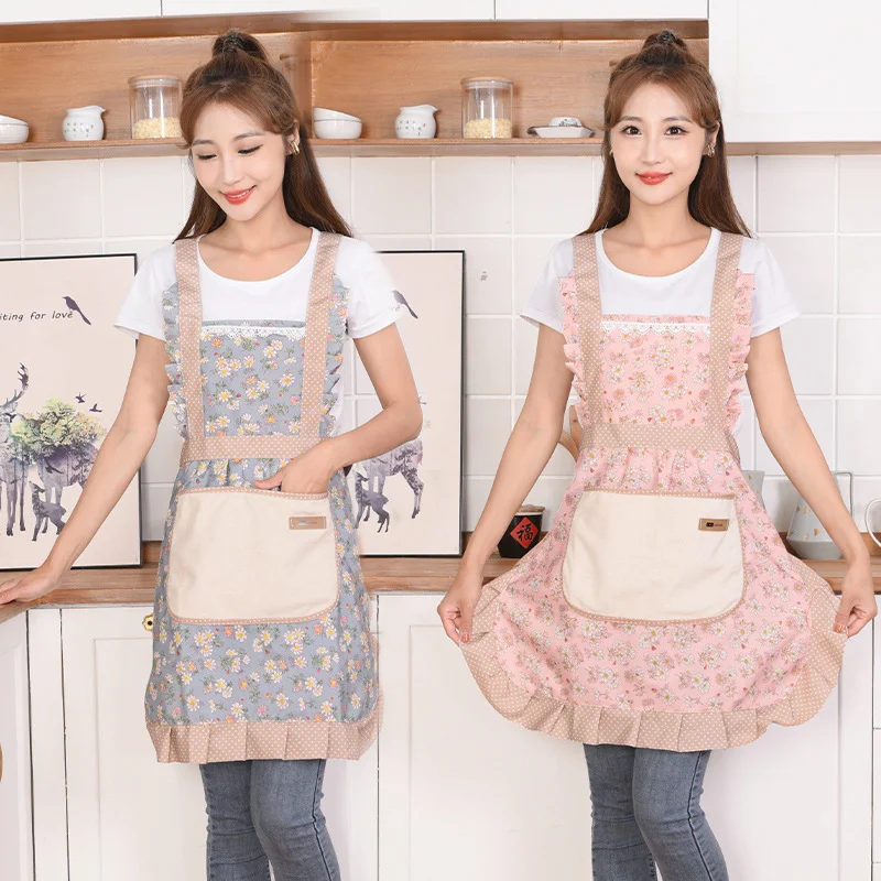 1Pc Kitchen Household Cooking Canvas Apron Women Oil-Proof Waterproof Adult Waist Fashion Coffee shop Flower shop Overalls Apron
