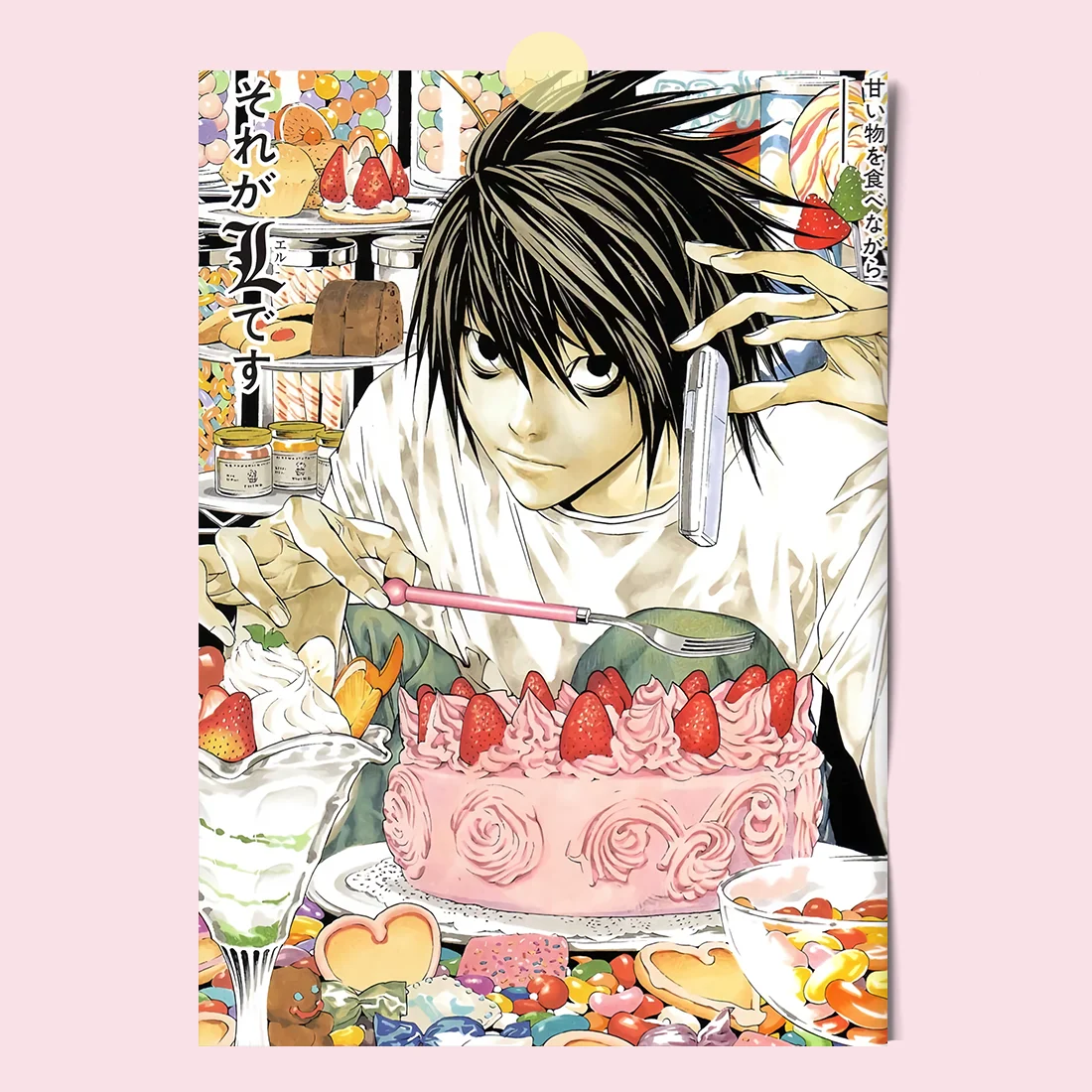 AZNM Death Note Leinwand-Wandkunst, Light Yagami L Lawliet Misa Amane Ryuk Anime-Poster, rahmenloser Leinwanddruck, japanisches Death Not – Detail 4