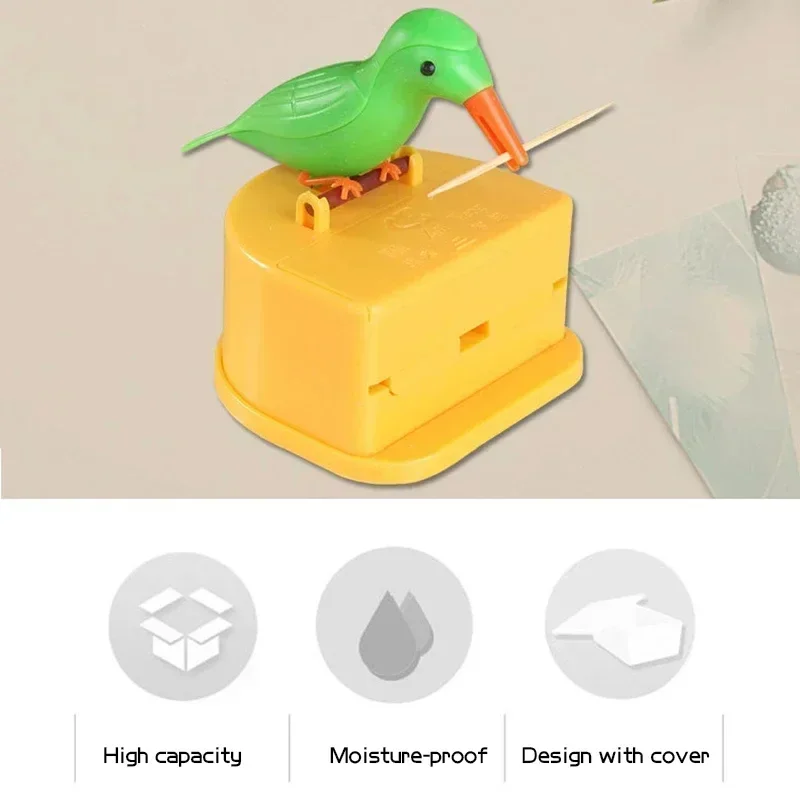 Toothpick Storage Box Container Automatic Toothpick Dispenser Desk Organizers Home Decor Creative Cute Little Bird Toothpick Box