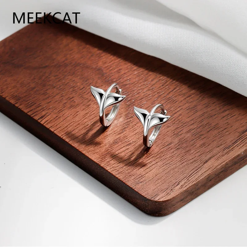925 Sterling Silver Trend Ocean Fishtail Huggies Ear Loops for Women Statement Girl Daily Wear Hoop Earrings Jewelry Party Gift