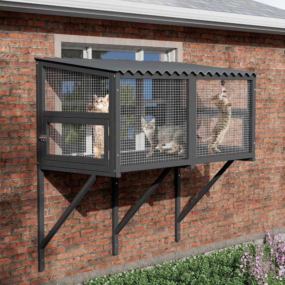 

Cat Catio Window Perch for Large Cats - Outdoor Cat Enclosure Window, Catio Window Box Hommock for Inside Cats Sunbathing