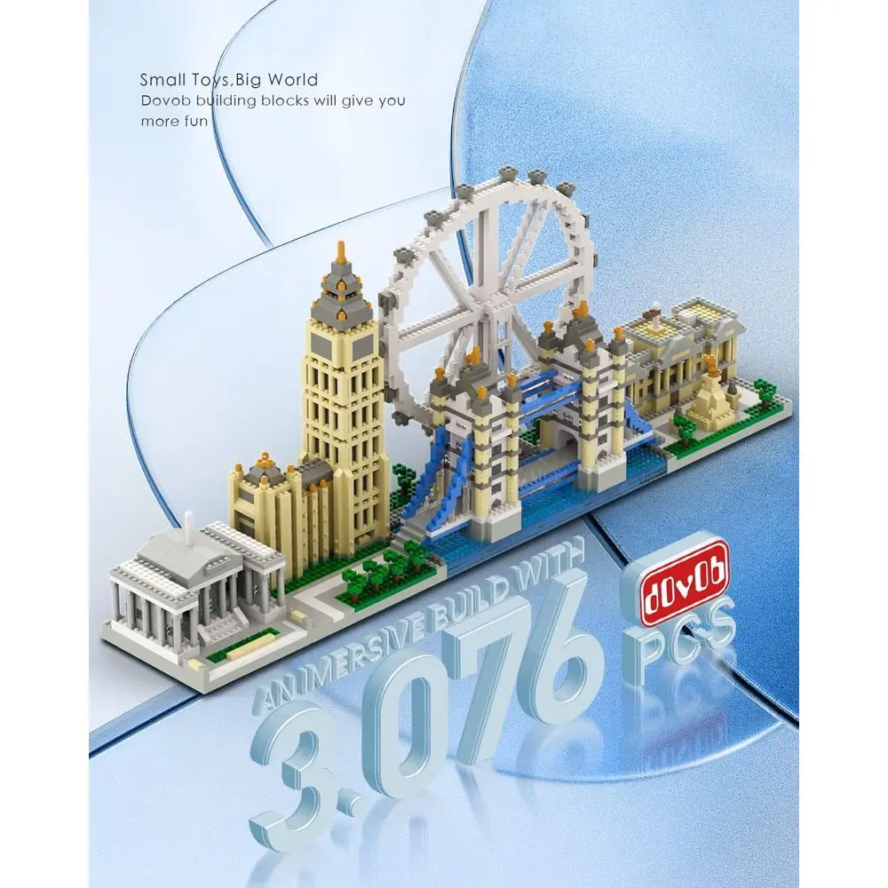 London Skyline Micro Mini Blocks Set: 3076-Piece Architecture Kit for Kids & Adults