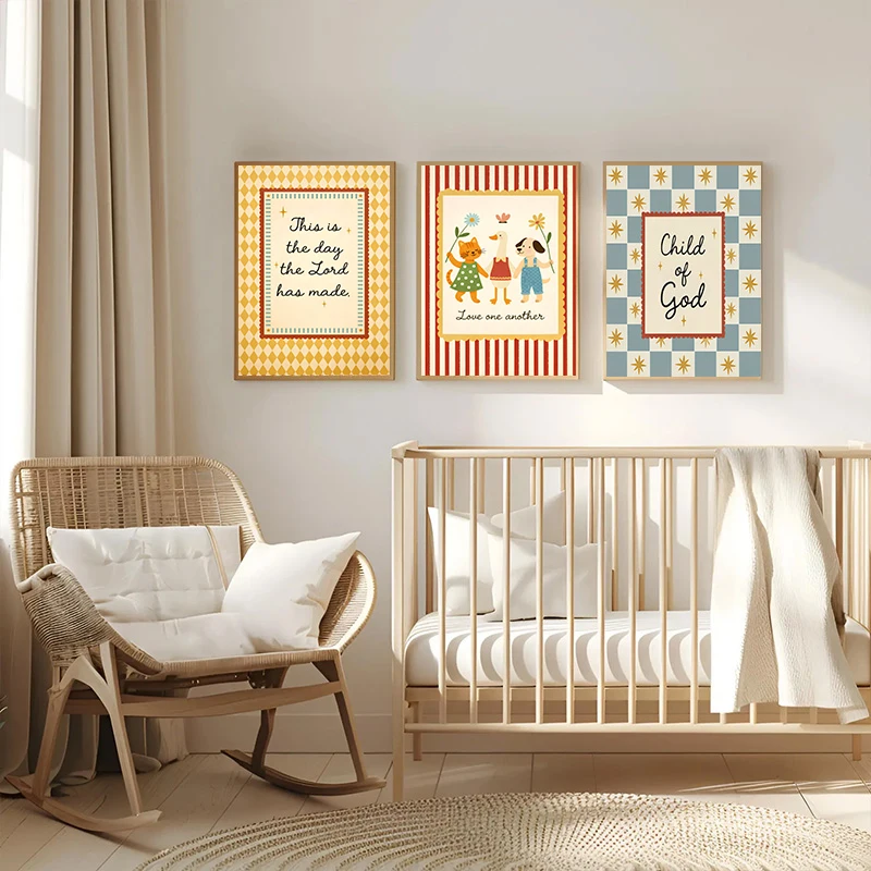 Child of God Wall Art Print Cute Bible Quotes Children Kids Christian Scripture Posters Home Decor for Kid's Baby's Room Nursery