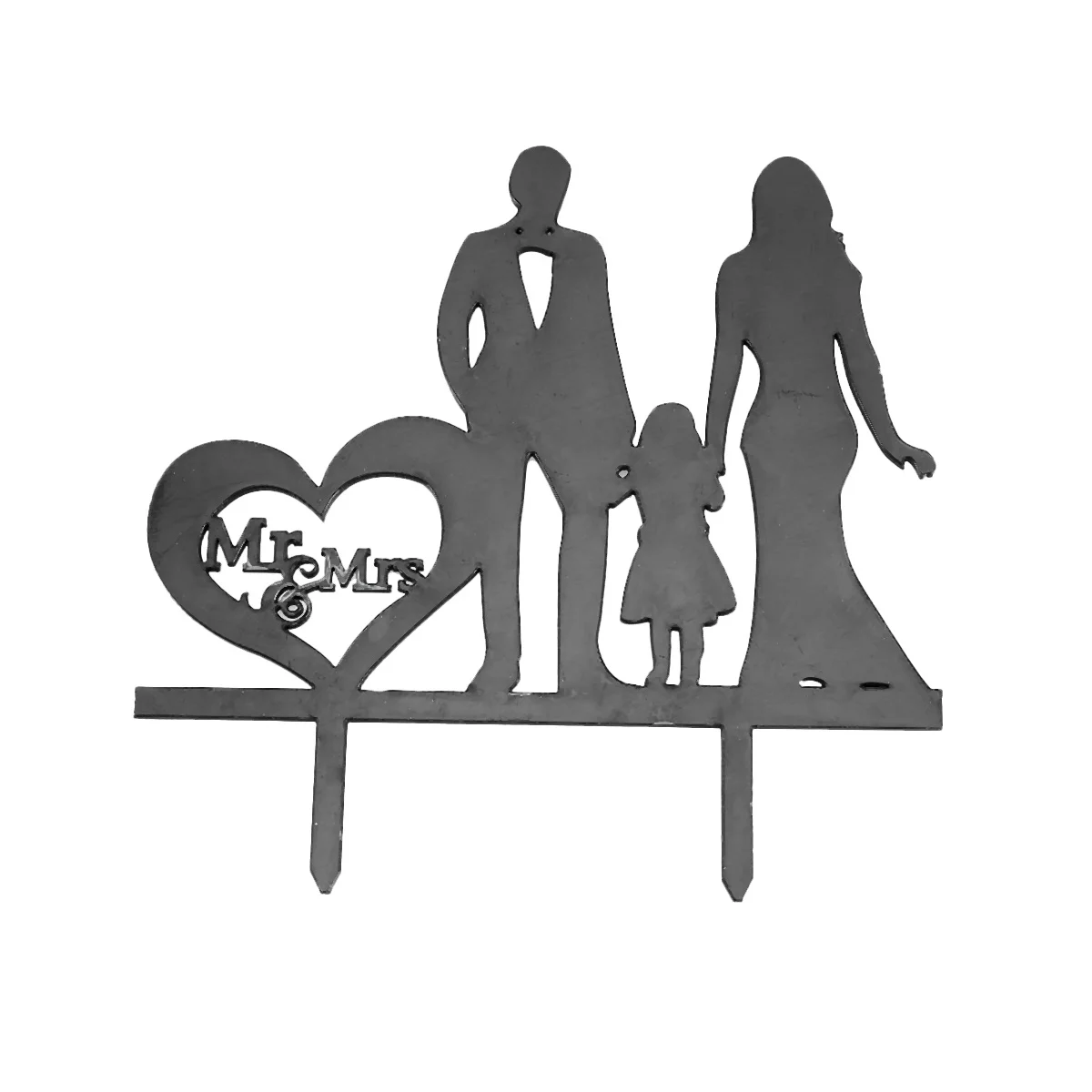 

A Family of Three Acrylic Cake Cards Black Creative Cake Topper Reusable Decoration for Birthday Anniversary Home Party