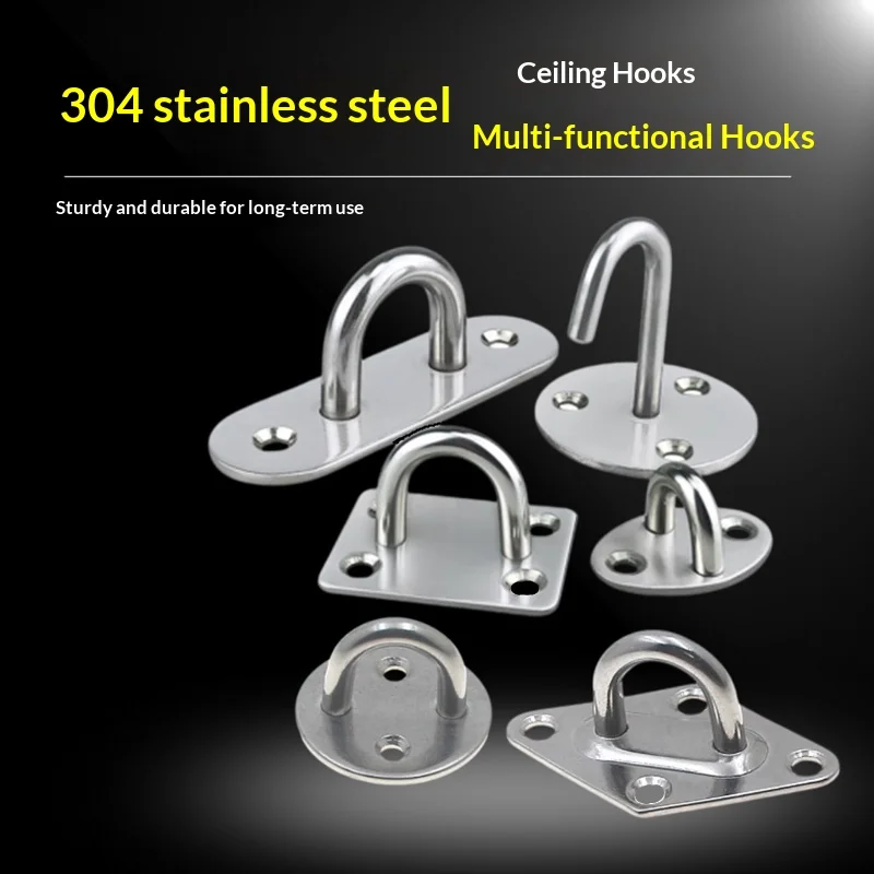 Stainless steel U-shaped Load-bearing Hook Ceiling Fan Hook Sandbag Bag Fixed Hook Pendant Light Iron Ring Marine Lifting Ring