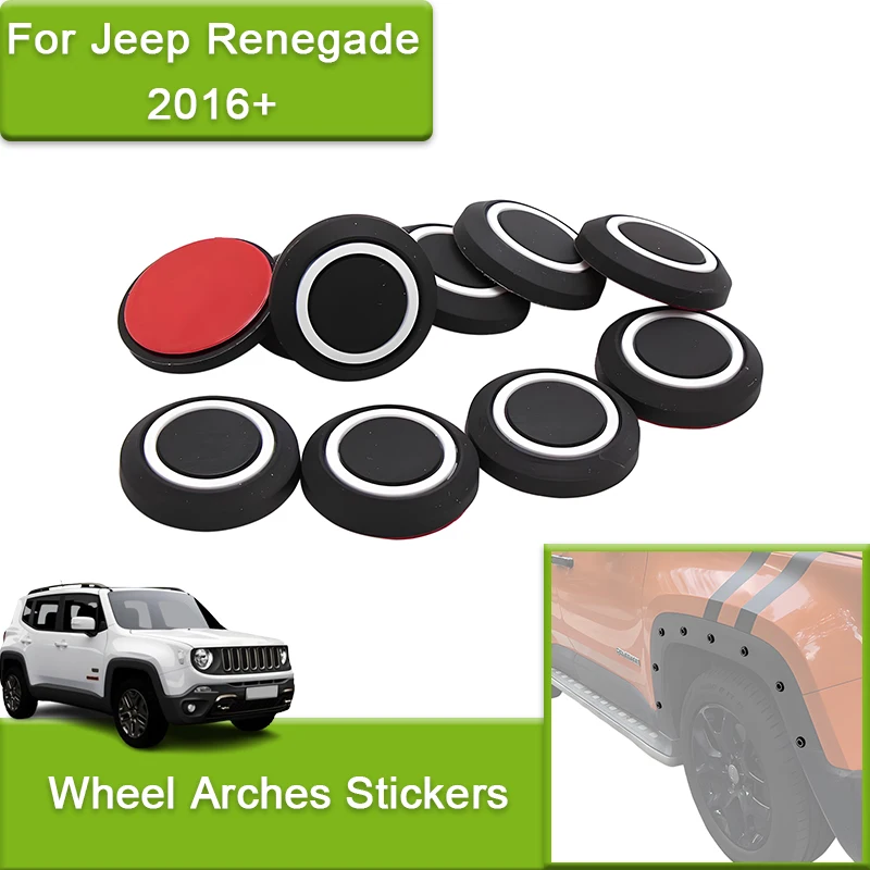 Car Wheel Arch Decoration Rubber Rivet Decal Parts Trim Cover for Jeep Renegade 2016-2025 3D Stickers Car Styling Accessories