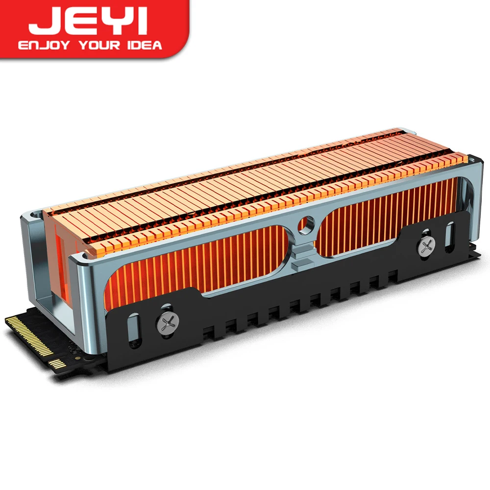 Wysokowydajny radiator JEYI M.2 2280 SSD, miedziane żeberka z aluminiową ramą Pasywne radiatory - 50 sztuk żeber zimnych - 401 W/mk