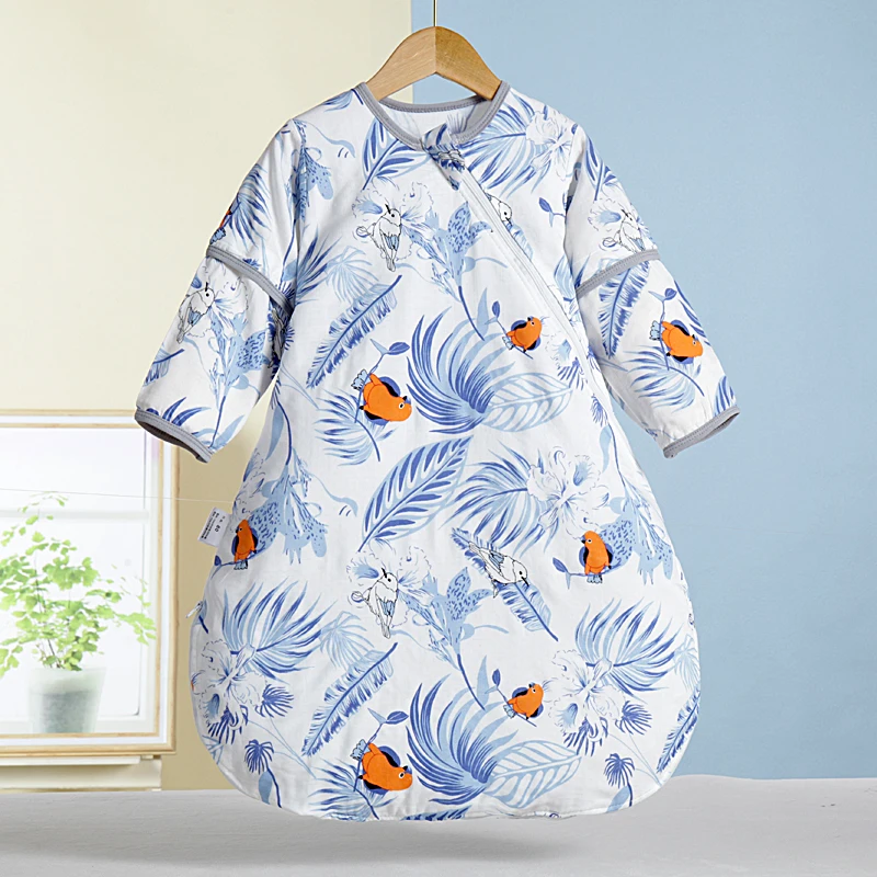 1Pc Baby U-Shaped Sleeping Bag with 3 Layers on the Front and 2 Layers on the Back, Bamboo Cotton Gauze, Spring and Summer Sweat-Absorbent and Breathable Leg-Wrapped Sleeping Bag