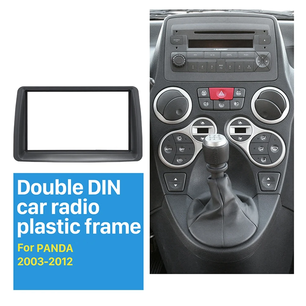 7 Inch 2 Din Car Stereo Radio Fascia Audio MP5 Installation Dash Adapter Frame Panel for 2003-2012 FIAT PANDA