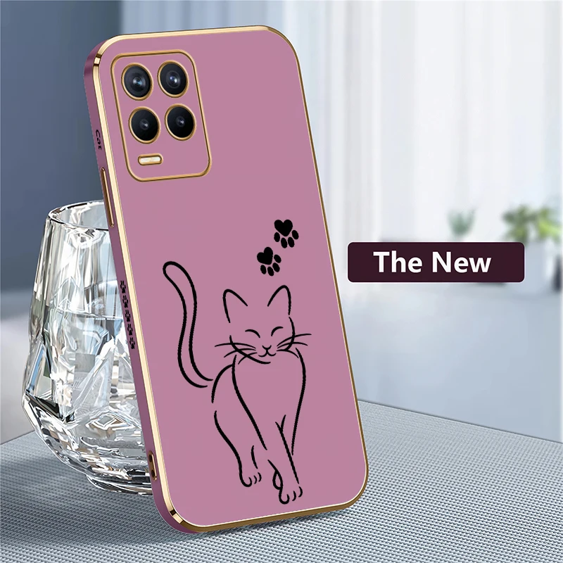 Line Cat Case For Realme Narzo 20 Pro 20A 60X 50i 50A Prime 50Pro Note 60 GT Master V5 V25 U1 Q3Pro Carnival Anti Scratch Covers view 4