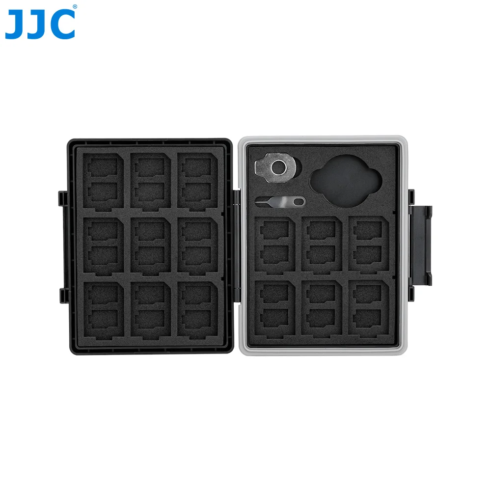 JJC 45 Slots Memory Card Case Holder Wallet Organizer for 15 TF Micro SD MSD + 30 SD SDXC SDHC Card 1 Airtag Storage Box Keeper