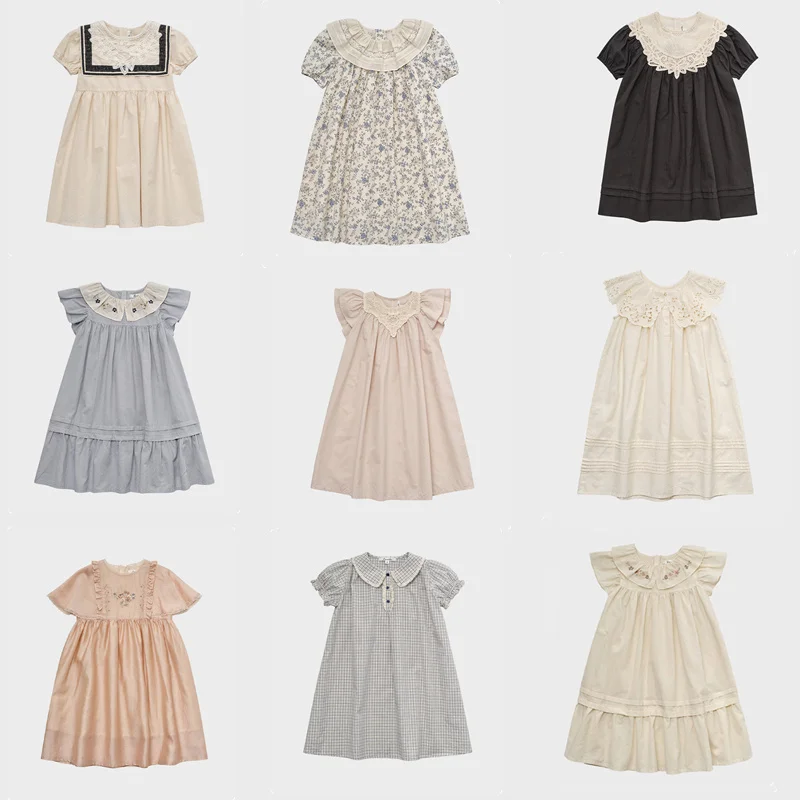 

Children's Clothing New Princess Dress 2026 Summer Lou Embroidery Ruffle Lace Short Sleeve Kids Girls Casual Dresses Retro Style