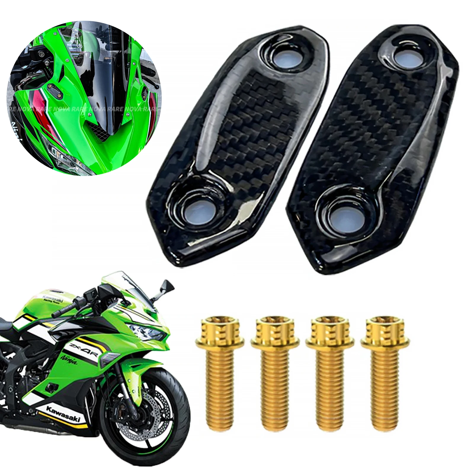 Carbon Fiber Motorrad Rückspiegel Sitz Dekorative Abdeckung Spiegel Basis Halterungen für Kawasaki Ninja ZX-4R ZX-4RR ZX-6R ZX-10R