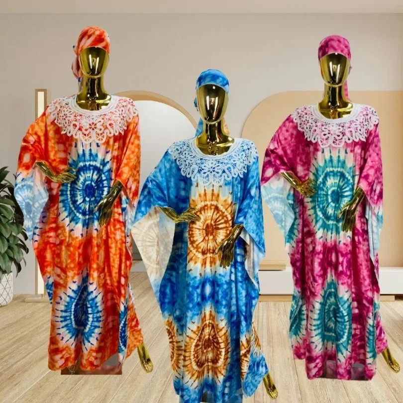 ملابس نسائية مقاس كبير مخصصة من المصنع الأفريقي الماسي بالتفصيل بأكمام تشبه جناح الخفّاش وطباعة فستان فضفاض مناسب W
