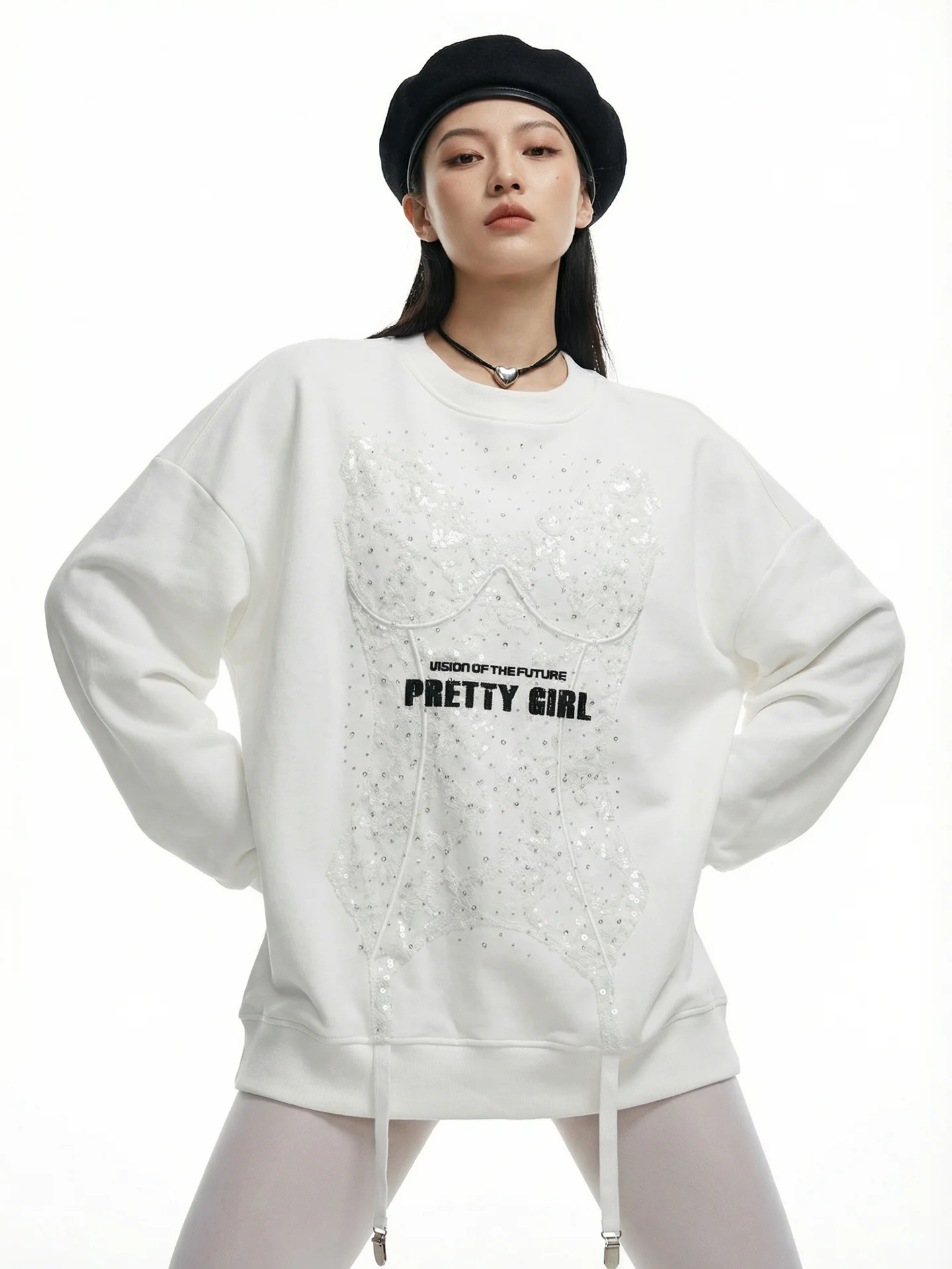 

Повседневный женский свитшот с длинным рукавом и круглым вырезом, свободного кроя, удобный, в уличном стиле, средней длины, из хлопка