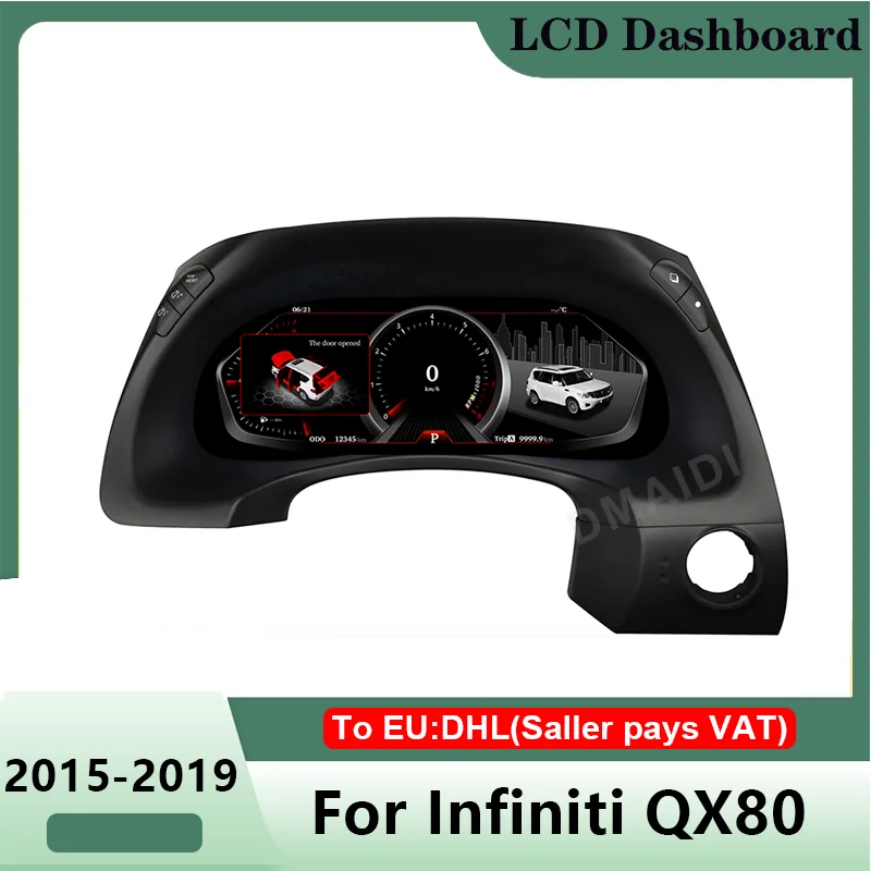 2023 Lates For Infiniti QX80 2015-2019 Car Dashboard  Display Screen LCD Speedometer LINUX Instrument Cluster  Virtual Cockpit