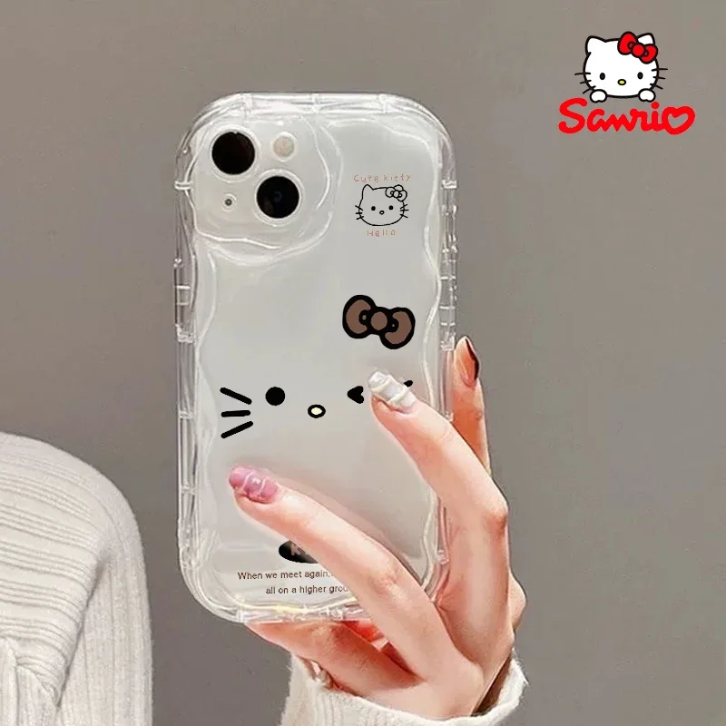 Sanrio 전화 케이스 Ins 스타일 단순 소녀 휴대 전화 쉘 키티 고양이 애니메이션 for Iphone Iphone 케이스 Cinnamoroll Gift