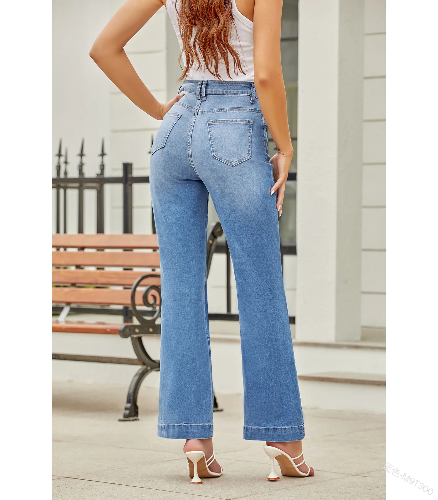 High Waist Straight Leg Jeans Blue Black Denim Pants Trousers Loose Micro Flared Denim Pants Female Commuter Casual Trousers