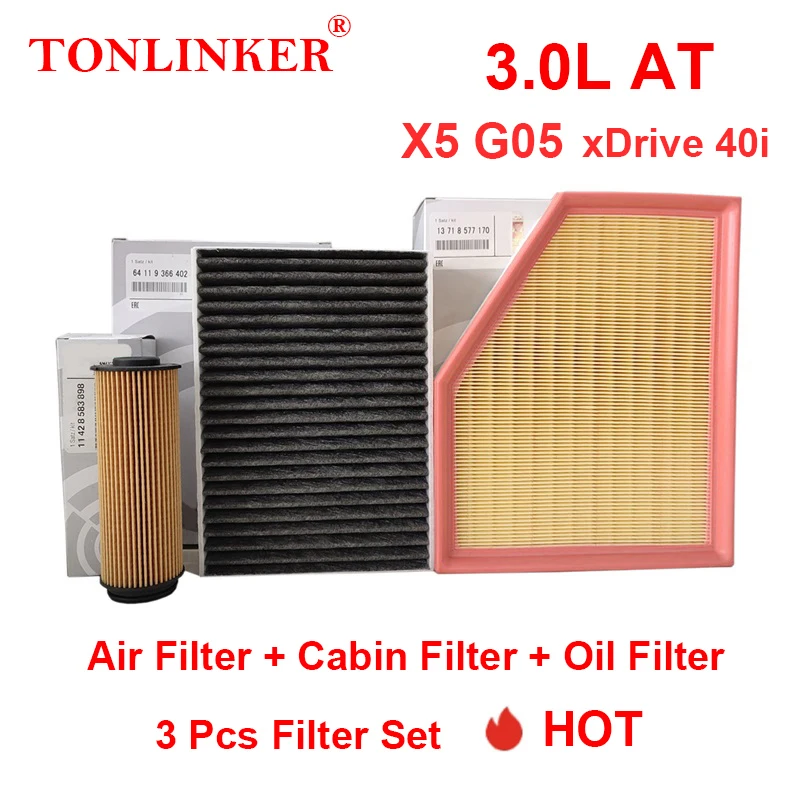 TONLINKER Air Filter Cabin Filter Oil Filter For Bmw X5 G05 xDrive 25d 30d 40d M50d 40i 2018 2019 2020 2021 2022 Car Accessories