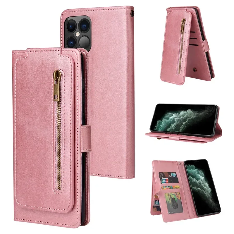

Роскошный кожаный флип-чехол-кошелек для iPhone 12 Mini 11 Pro X XR XS Max 8 7 6S 6 Plus SE 2020, чехол для телефона с подставкой на молнии и держателем для карт