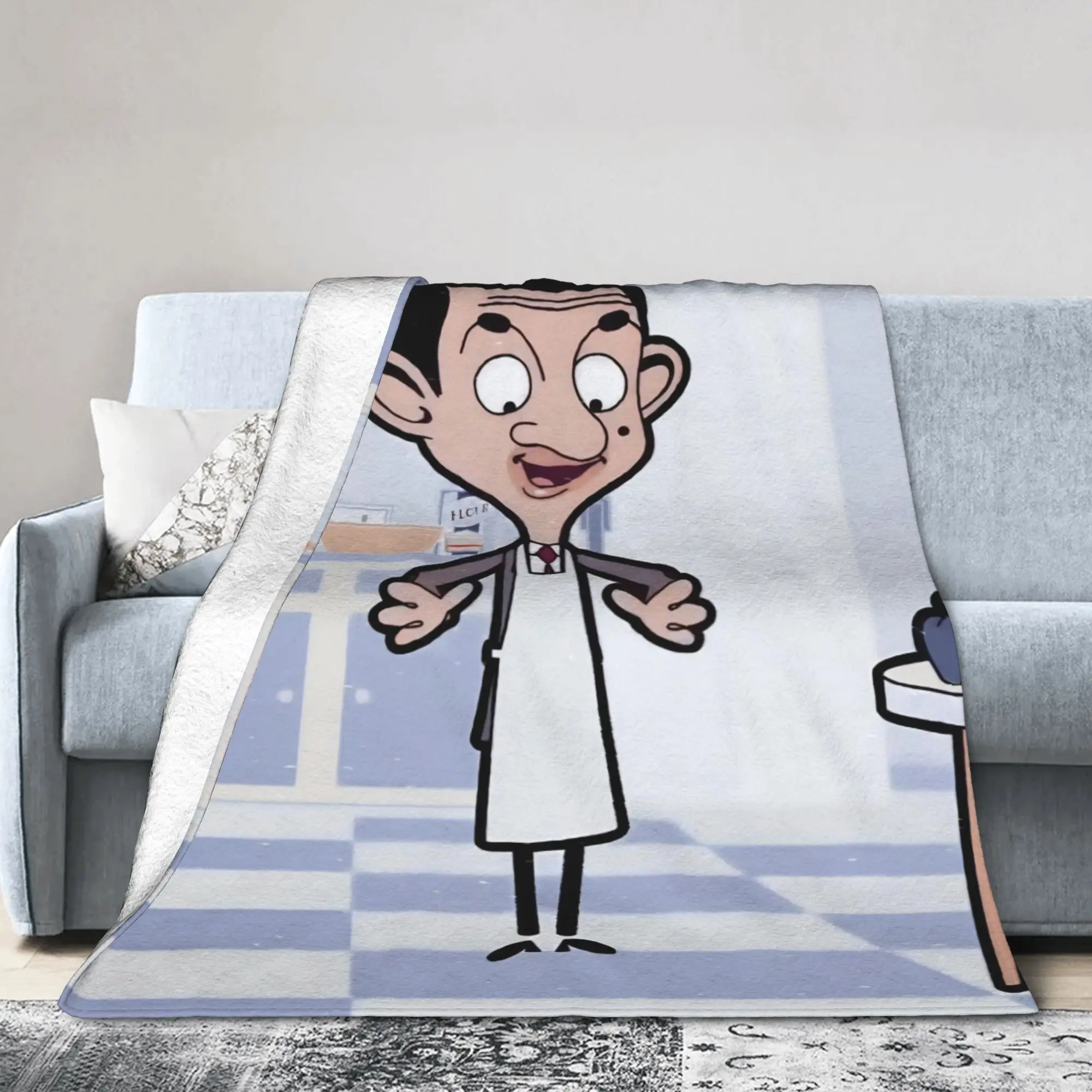 Funny Mr. Beans Blankets  Plush Throw Blankets Summer Air Conditioning Personalised Soft Warm Bedsprea,