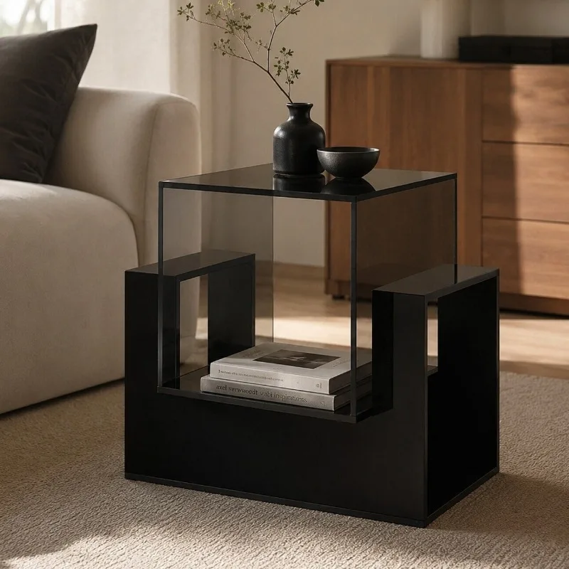 Acrylic light luxury edge few living room sofa bedside table small coffee table bedroom