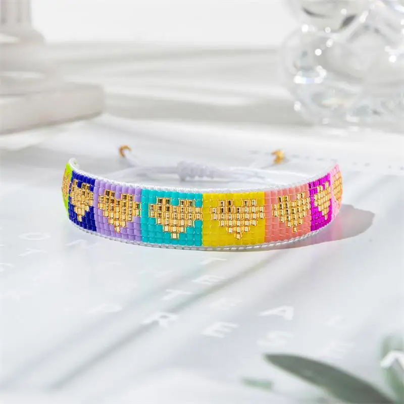 ZHONGVI Exquisite Miyuki Bead Bracelet Woven Adjustable For Women Jewelry Heart Ladies Accessory Birthday Gifts Party Wholesale