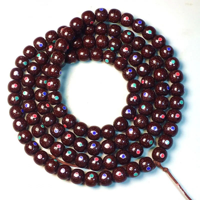 offering-and-moon-multi-treasure-108-bodhi-buddha-beads-silver-tube-inlaid-with-turquoise-south-red-agate