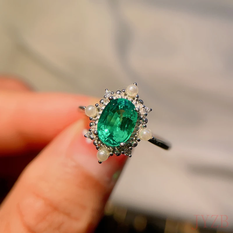 

Colombia Fine Jewelry Rings Real Diamonds Natural Emerald Gemstones Female Wedding Rings for women Fine Ring