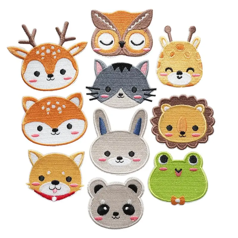 

10PCS Cartoon Animal Hot Melt Embroidery Patches Iron on Hand Sewing Patches for Cap Bag Shoes Socks DIY Craft