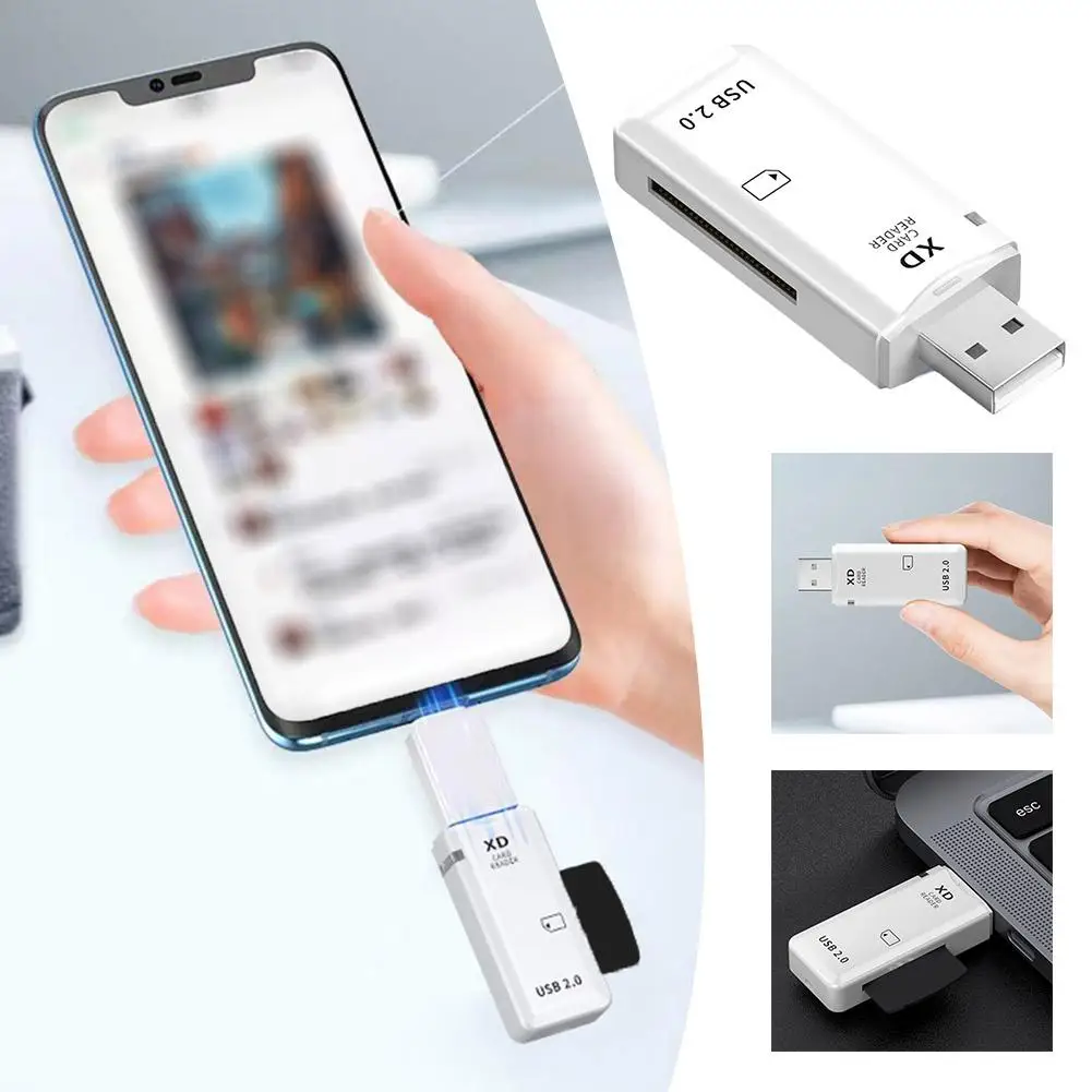 Lecteur de carte haute vitesse USB 2.0, multifonction, portable, blanc ivoire XD, port unique pour PC, accessoires pour ordinateur portable, N7U5