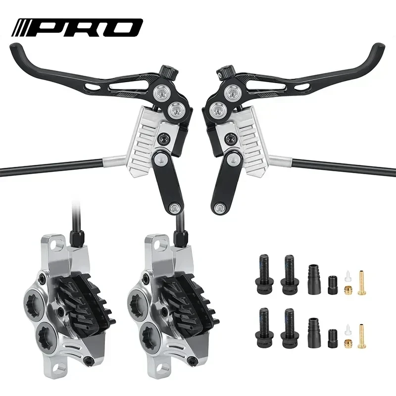 

IIIPRO Ultralight Bicycle Hydraulic Brake 4 Pistons MTB Mountain Bike Disc Brake 800mm 1550mm Hydraulic Brake Set Cycling Parts