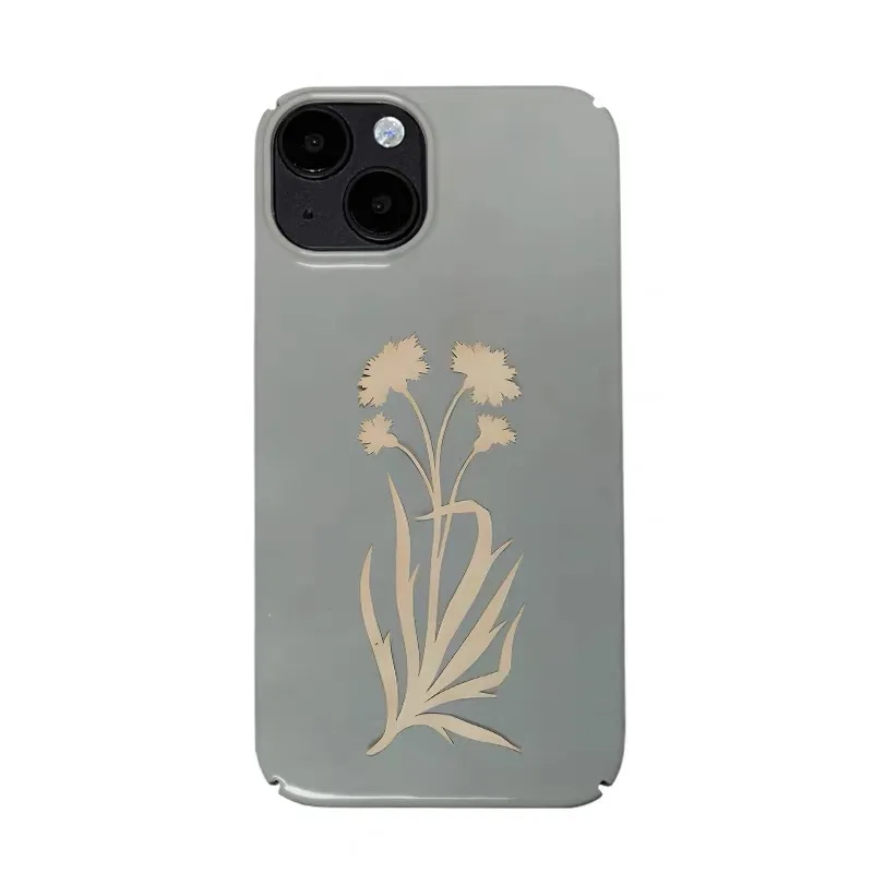 

Ins Korean Light Blue Flower Art Case for IPHONE 17 16 ProMax 15 14 Plus 13 12 MINI 11 PRO 16Plus XR XS MAX Acrylic Phone Cover