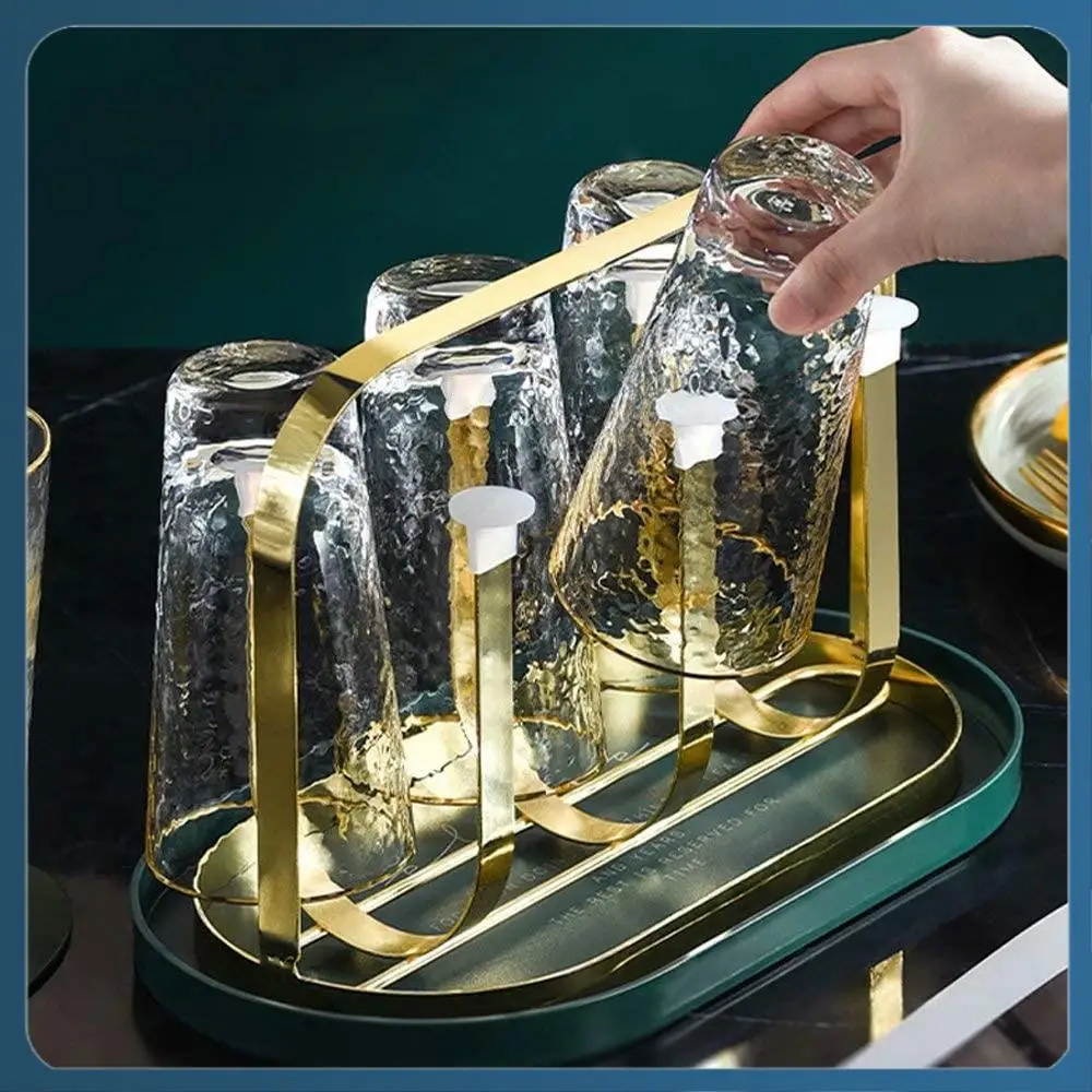 

Подставка для сушки чашек AB02, подставка для сушки чашек на 6 чашек, нескользящая подставка для хранения кружек с ручкой и съемным сливным поддоном