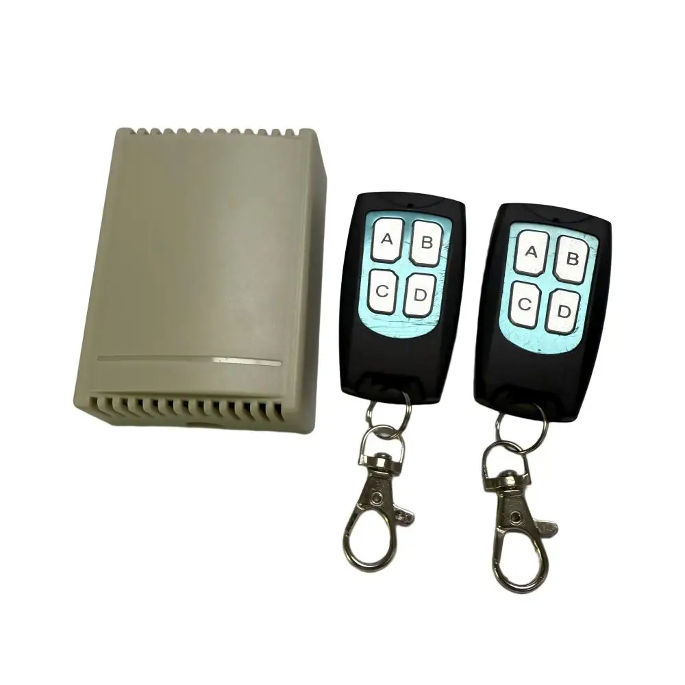 DC12V 433MHz 4CH Wireless Relay Receiver Switch, Garage Door Remote Control Kit with 2 Pcs Wireless Remote Controllers