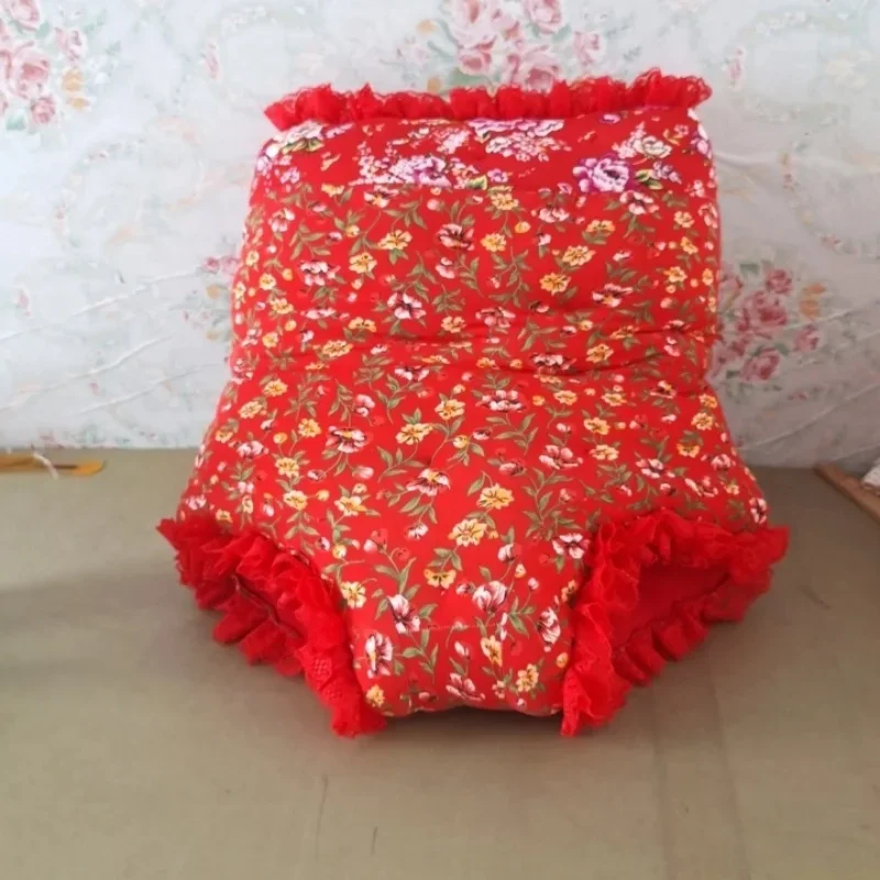 フェチレース花ソフトタッチブリーフ男性ハイウエスト充填綿ふわふわ暖かいパンティー女性手作りブリーフボトムパジャマ