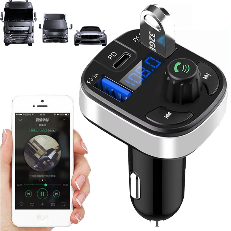 

Car Bluetooth 5.0 FM Transmitter Car Bluetooth MP3 Modulator Player TF Card Handsfree Audio Receiver Dual USB Fast Charger