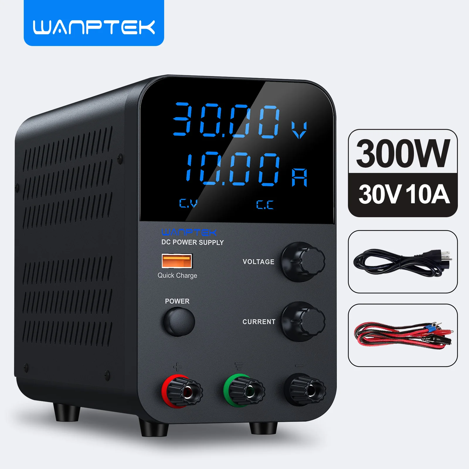 

Wanptek 30 В 10 А Регулируемый источник питания постоянного тока 60 В 5 А 120 В 3 А с USB-кодером быстрой зарядки Регулировка лабораторного настольного источника питания