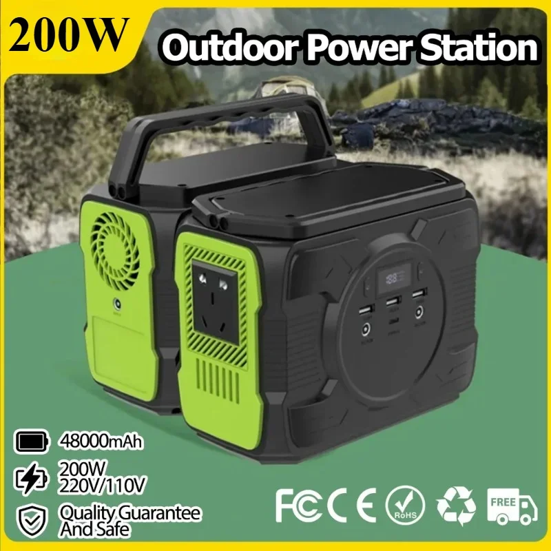 

200W Power Station 172.8Wh 220V/110V Solar Generator Portable 48000mAh DC AC Power Supply Emergency for Outdoor Camping Home