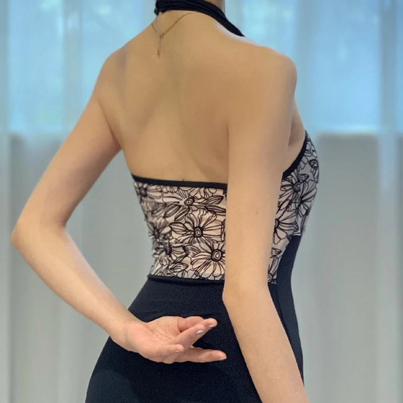 Tights ballet suit female adult teacher training suit high crotch one-piece backless art test base training body yoga