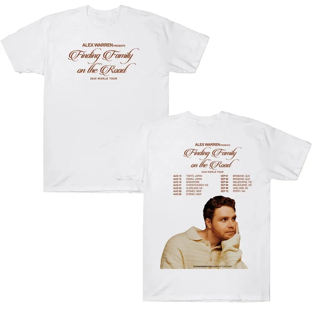 Camisetas de la gira mundial de Alex Warren 2026, camisetas con estampado de letras Finding Family on The Road, ropa con diseño de moda, camisetas de algodón Y2K, camisetas unisex