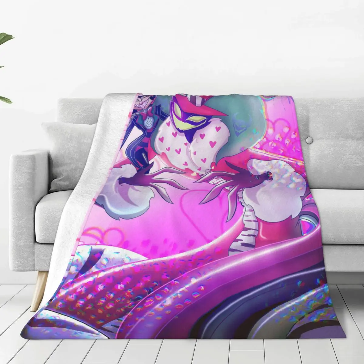 Asmodeus Helluva Anime Blanket Flannel Vintage Warm Throw Blankets for Home Restaurant All Season