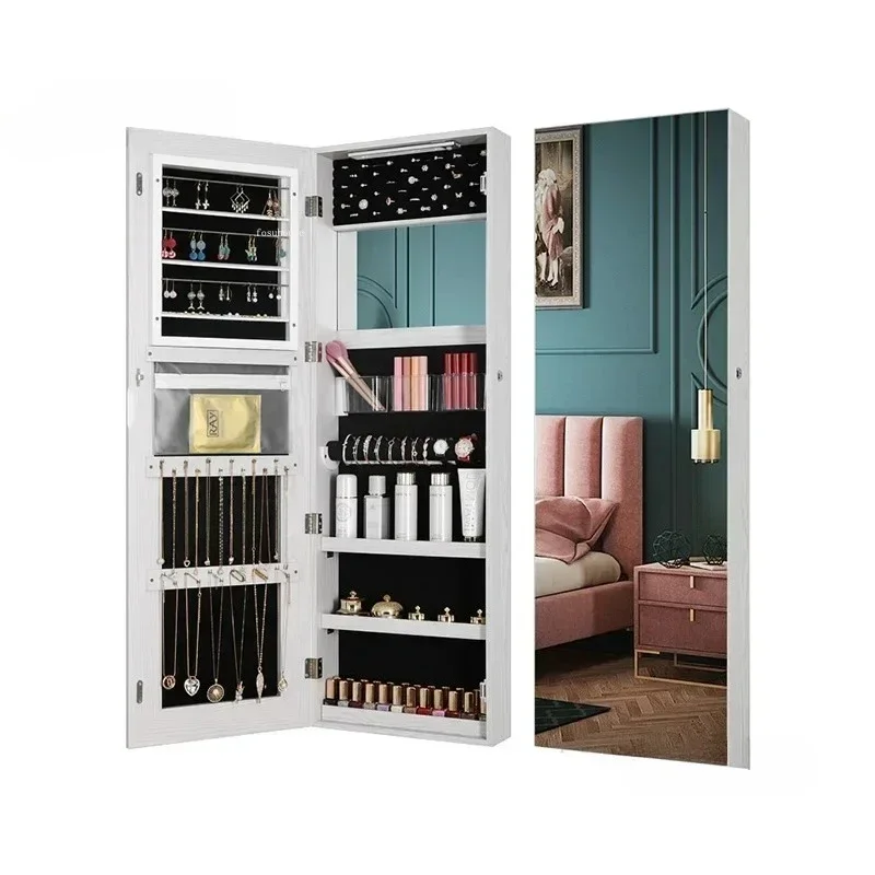 Nordic Style Mirror Cabinets Multi-function Full-length Mirror Simple Dressing Mirror Home Wall-mounted Jewelry Storage Locker Z