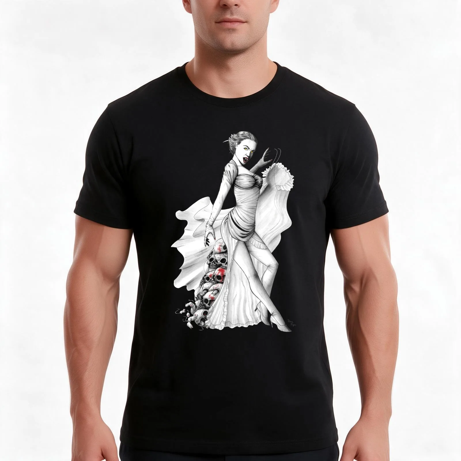 Camiseta com estampa da coleção Fright Night Regine, camiseta de algodão casual para o verão, blusas largas de estilo urbano, estampa gráfica vintage,