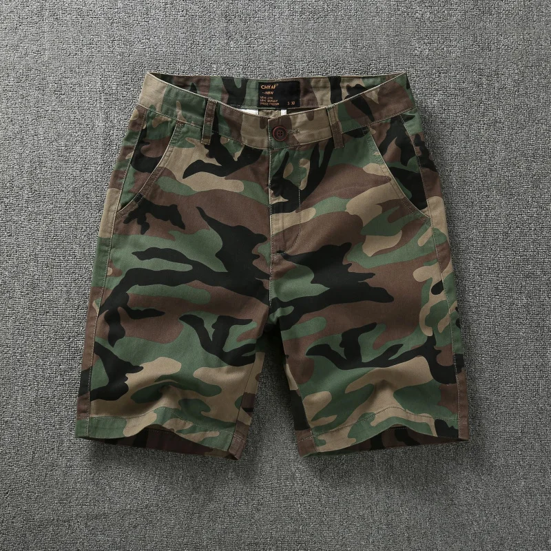 Summer New Men's Thin Loose Casual Shorts Wear-Resistant Camouflage Cotton Cargo Sports Shorts