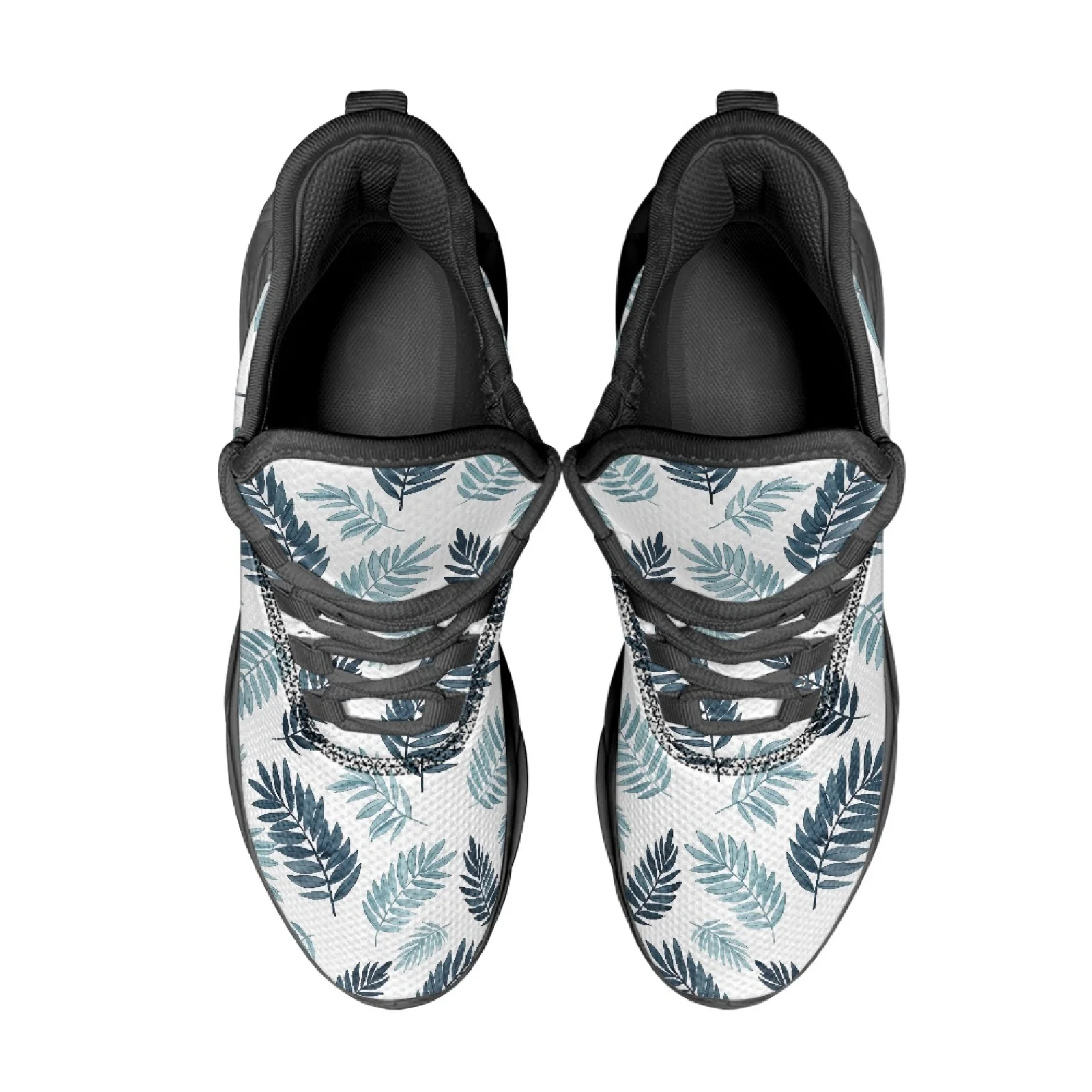 PENSTROLL Blue Tropical Leaf Breathable Running Shoes for Workout Mesh & EVA Running Blade Sneakers Fashion Sneakers
